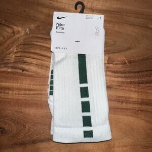Nike Elite Crew Basketball Sock Medium White / Green SX7622-104